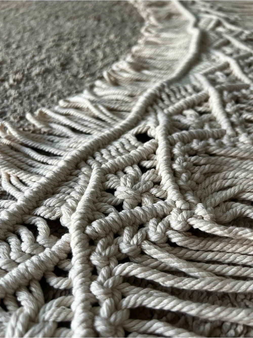 Macramé Crochet Wall Hanging in Natural Cream